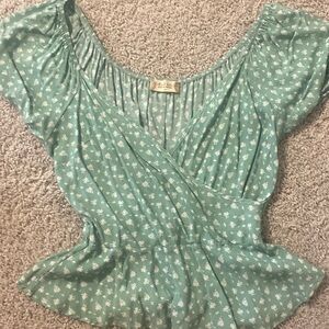 Altar’d State Green Floral Top